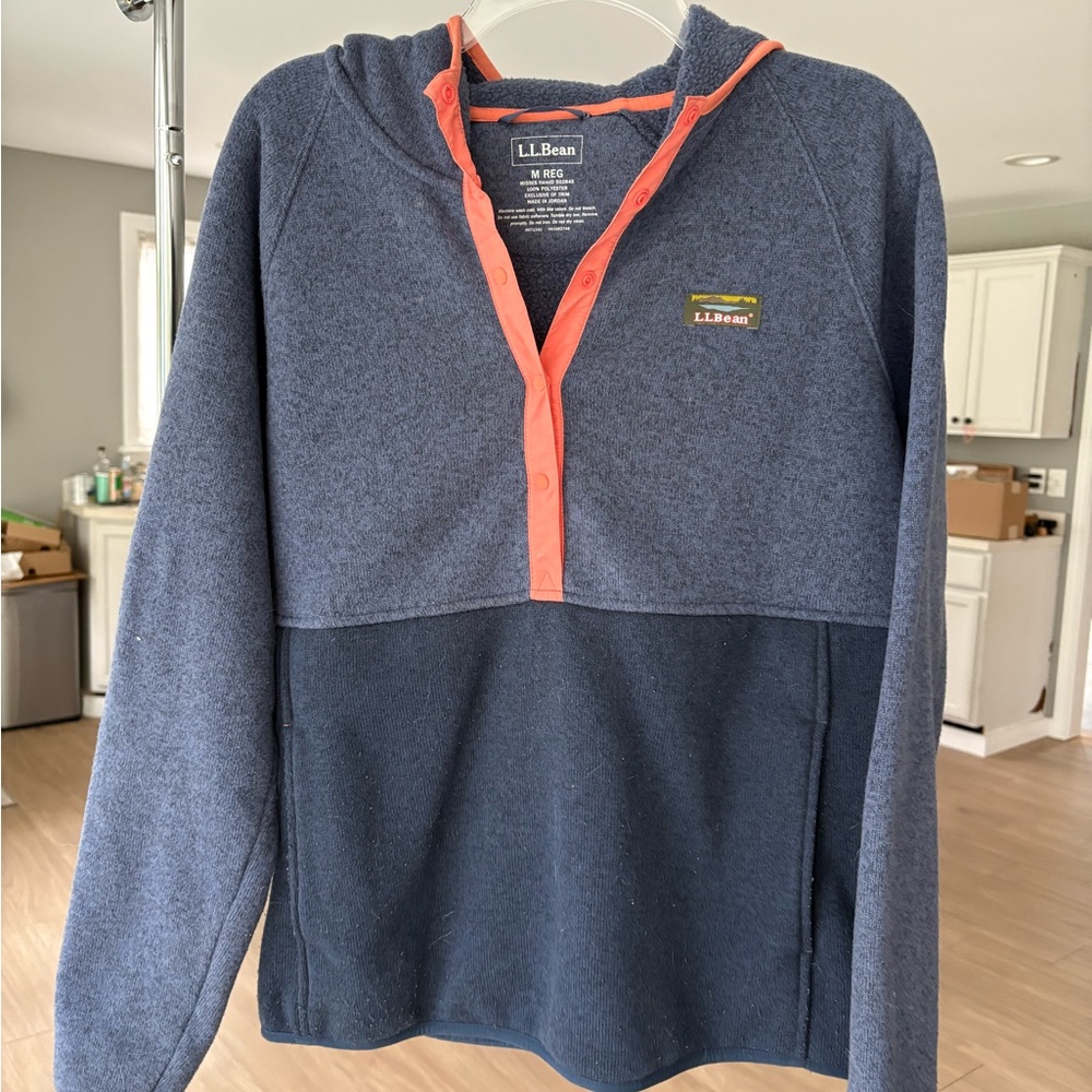 L.L. Bean Women's Half Button Up Knit Hoodie